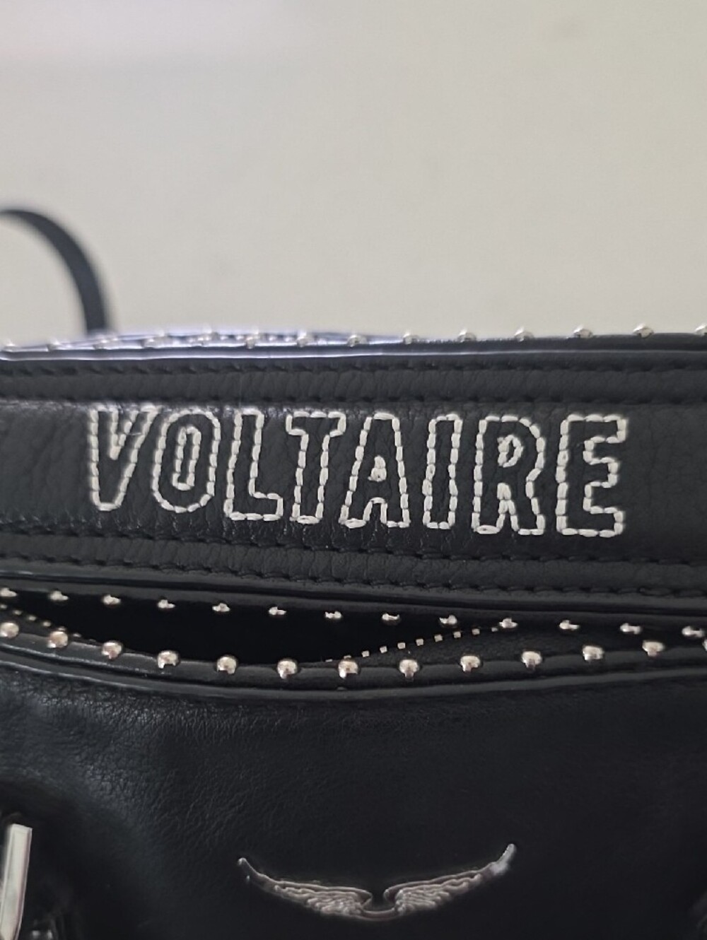 Zadig & Voltaire Black Leather Satchel with Studs and Wing Emblem - Picture 2 of 6
